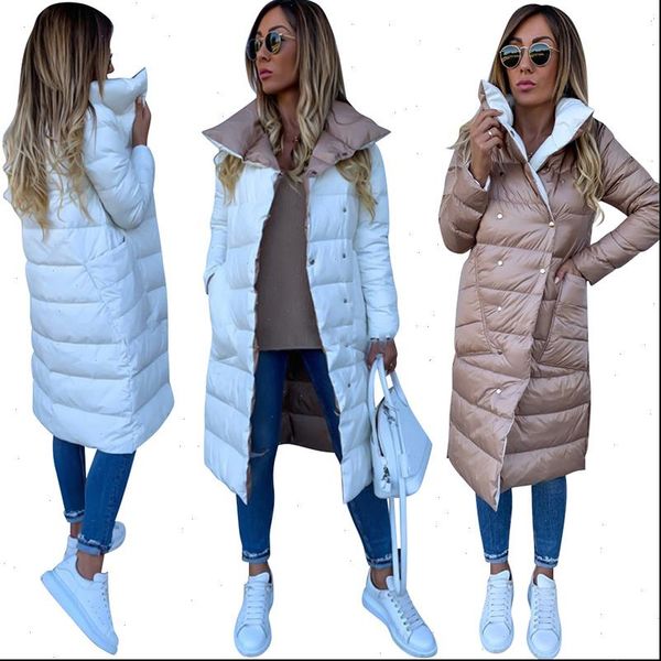 women double sided coat winter warm long jacket casual solid colour ladies coat outwear cotton abrigos mujer invierno 2021 d20, Black
women double sided coat winter warm long jacket casual solid colour ladies coat outwear cotton abrigos mujer invierno 2021 d20, Black