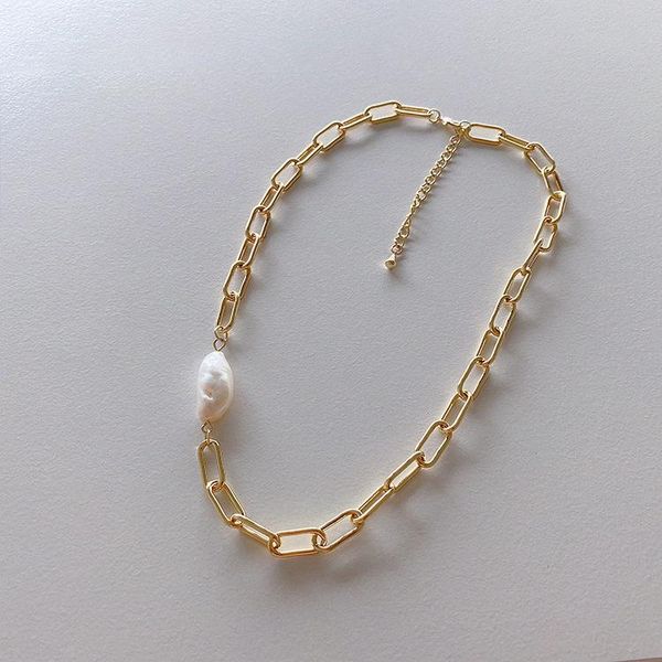 chains blucome fashion korean vintage necklace temperament natural shell freshwater pearl cervicalis chain for women rugged style, Silver
chains blucome fashion korean vintage necklace temperament natural shell freshwater pearl cervicalis chain for women rugged style, Silver