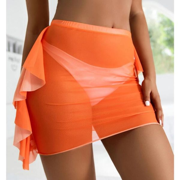 women's swimwear see-through mesh beach skirts for summer women high elastic waist mini bodycon bikini cover-ups with ruffles 7colors, White;black
women's swimwear see-through mesh beach skirts for summer women high elastic waist mini bodycon bikini cover-ups with ruffles 7colors, White;black