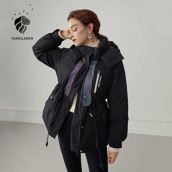 fansilanen reflective glowing hooded short down jacket women casual white winter puffer coat feather thermal black parka 210607
fansilanen reflective glowing hooded short down jacket women casual white winter puffer coat feather thermal black parka 210607
