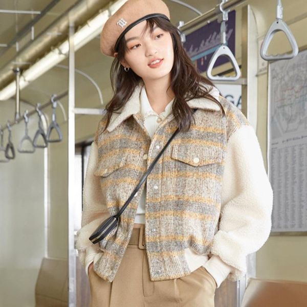 women's wool & blends oy the winter 2021 sweet 12034 t004 grid cloth coat short female, Black
women's wool & blends oy the winter 2021 sweet 12034 t004 grid cloth coat short female, Black