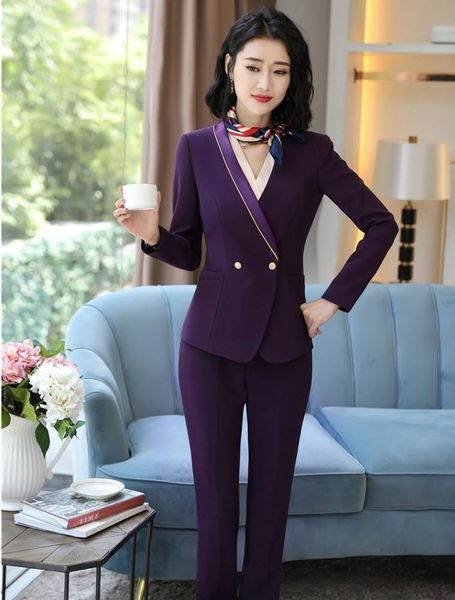 women's suits & blazers novelty purple formal professional business with pants and jackets coat for women work wear pantsuits, White;black
women's suits & blazers novelty purple formal professional business with pants and jackets coat for women work wear pantsuits, White;black