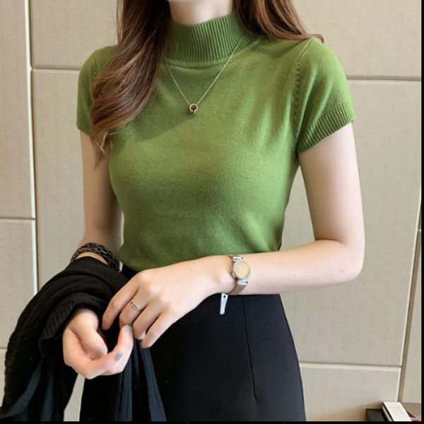 2021 turtleneck summer short sleeve korean sweater knitted pullover women sweaters `basic thin pull femme jumper, White;black
2021 turtleneck summer short sleeve korean sweater knitted pullover women sweaters `basic thin pull femme jumper, White;black