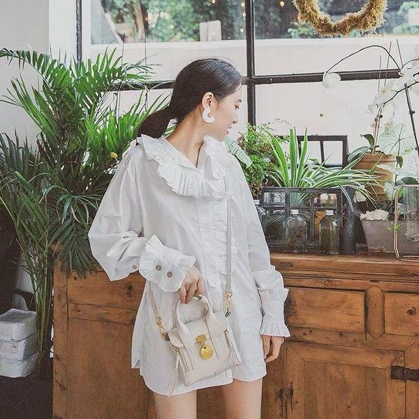 women's blouses & shirts women 2021 spring fashion solid color loose female retro stand collar lace ladies ruffles casual u298, White
women's blouses & shirts women 2021 spring fashion solid color loose female retro stand collar lace ladies ruffles casual u298, White