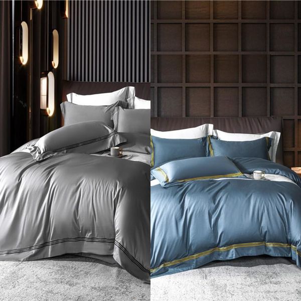 home l duvet cover bed sheet pillowcases cotton sateen embroidered lines 600tc purple green king size 4pcs bedding set c0223