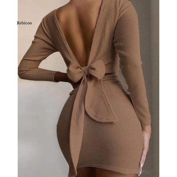 casual dresses women open back knotted bodycon mini dress long sleeve short female 2021 summer spring low cut lady party vestidos, Black;gray
casual dresses women open back knotted bodycon mini dress long sleeve short female 2021 summer spring low cut lady party vestidos, Black;gray