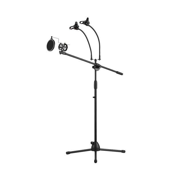 microphone stand adjustable tripod mic holder height with boom arm 3 mic holders & 3 smartphone holder for live streaming m4k51 oj8ac 
microphone stand adjustable tripod mic holder height with boom arm 3 mic holders & 3 smartphone holder for live streaming m4k51 oj8ac