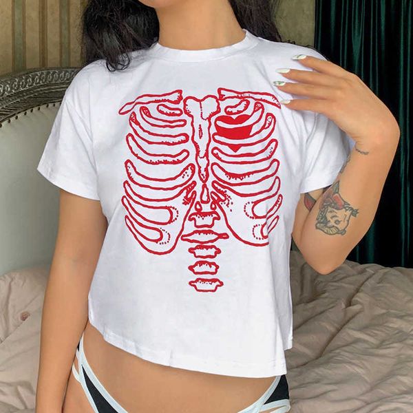 2021 fashion t shirts breastbone print color contrast summer personality trend women's round ne open navel casual, White
2021 fashion t shirts breastbone print color contrast summer personality trend women's round ne open navel casual, White
