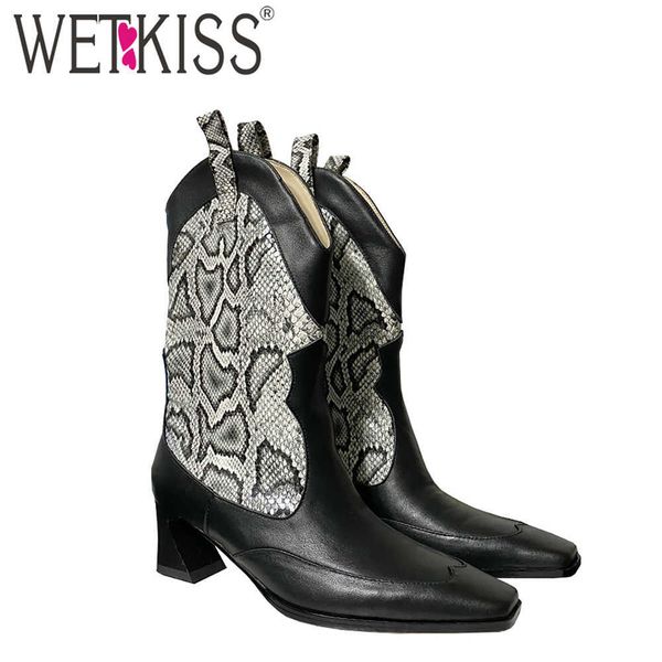 wetkiss women's pu snake print calf boots stitching profiled heel bootie woman autumn and winter 210630, Black
wetkiss women's pu snake print calf boots stitching profiled heel bootie woman autumn and winter 210630, Black