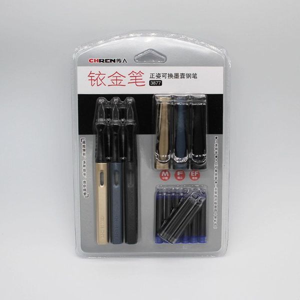 fountain pens 3pcs ef f m nib pen set with 6pcs ink office school supplies