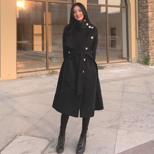 women's wool & blends 2021 autumn winter women long double-sided woolen coats female solid loose jackets ladies warm outwear with belt, Black
women's wool & blends 2021 autumn winter women long double-sided woolen coats female solid loose jackets ladies warm outwear with belt, Black