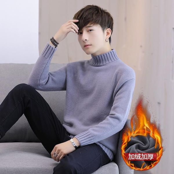 2021 new autumn and winter men's turtleneck sweater korean slim fit solid color pullover with cashmere plush sweater, White;black
2021 new autumn and winter men's turtleneck sweater korean slim fit solid color pullover with cashmere plush sweater, White;black