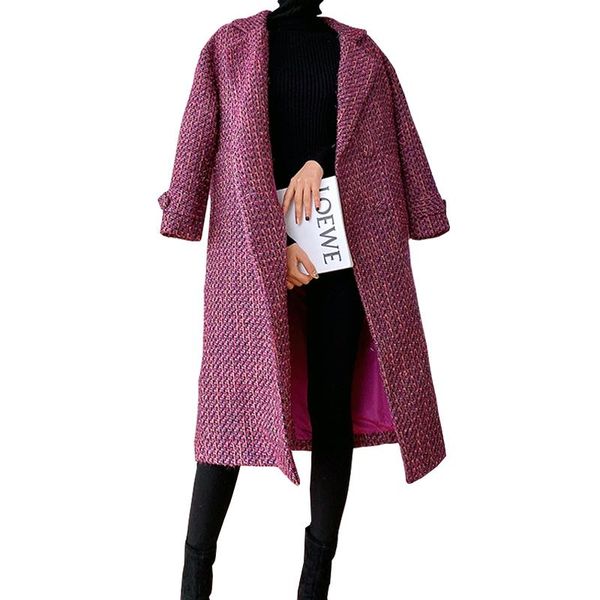 women's wool & blends winter tweed woolen coat women casual loose retro plaid thick jacket female mid-long coats ns2252, Black
women's wool & blends winter tweed woolen coat women casual loose retro plaid thick jacket female mid-long coats ns2252, Black