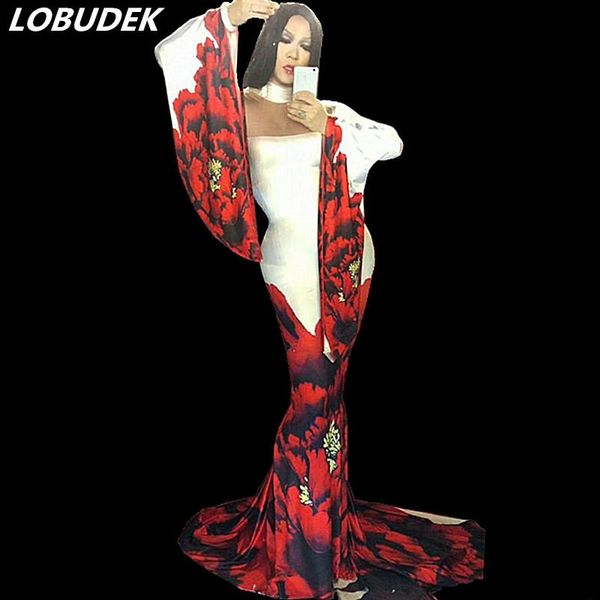 casual dresses red flowers pattern flare sleeve long dress fishtail prom party celebration singer stage outfit host catwalk costume, Black;gray
casual dresses red flowers pattern flare sleeve long dress fishtail prom party celebration singer stage outfit host catwalk costume, Black;gray