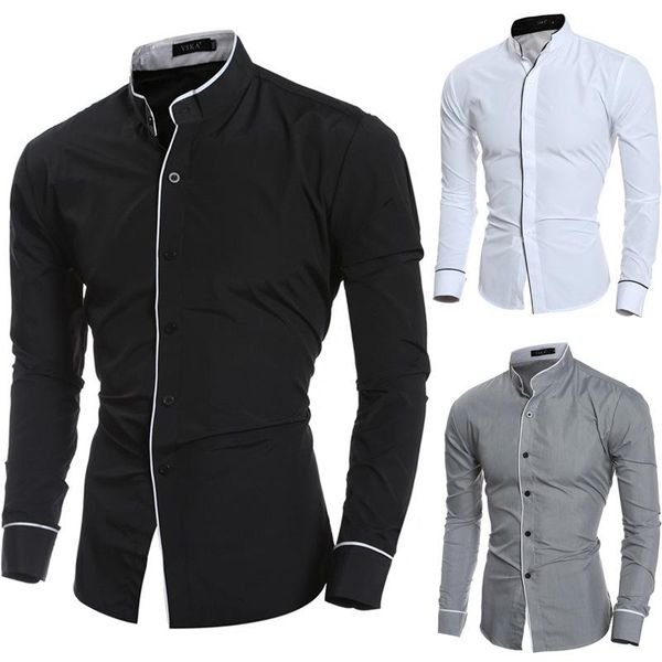 men's casual shirts leisure spring and autumn outdoor solid color long sleeve simple slim suit bottoming shirt tight shirt., White;black
men's casual shirts leisure spring and autumn outdoor solid color long sleeve simple slim suit bottoming shirt tight shirt., White;black