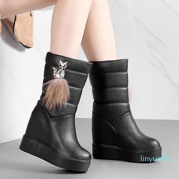 boots fashion women warm fur snow winter mid-calf platform wedges female thick plush waterproof non-slip leather, Black
boots fashion women warm fur snow winter mid-calf platform wedges female thick plush waterproof non-slip leather, Black