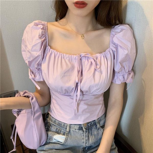 cropped shirt summer sweet square collar blouses women short puff sleeve solid crop for girls gr0669, White
cropped shirt summer sweet square collar blouses women short puff sleeve solid crop for girls gr0669, White