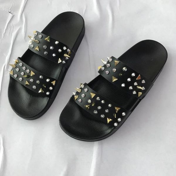 2021 fashion trend fish mouth rivet cool large women's sandals flat roman style slippers, Black
2021 fashion trend fish mouth rivet cool large women's sandals flat roman style slippers, Black