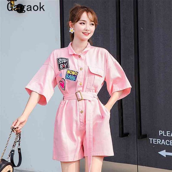 women office lady playsuits summer lapel pockets letter appliques slim casual chic wild psweet fashion jumpsuits 210531, Black;white
women office lady playsuits summer lapel pockets letter appliques slim casual chic wild psweet fashion jumpsuits 210531, Black;white