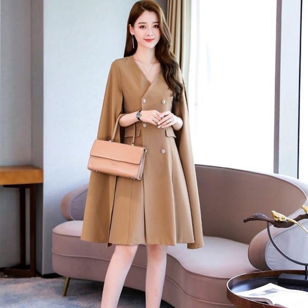 2019 autumn runway fashion women cloak coats black khaki double-breasted cape coats solid outwear clothing1
2019 autumn runway fashion women cloak coats black khaki double-breasted cape coats solid outwear clothing1