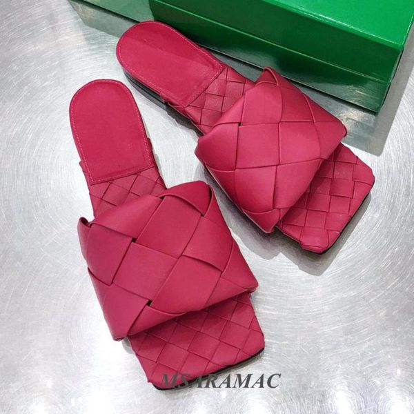summer women's rose red genuine leather woven outer wear slippers square peep toe flat slippers women's all-match party shoes, Black
summer women's rose red genuine leather woven outer wear slippers square peep toe flat slippers women's all-match party shoes, Black