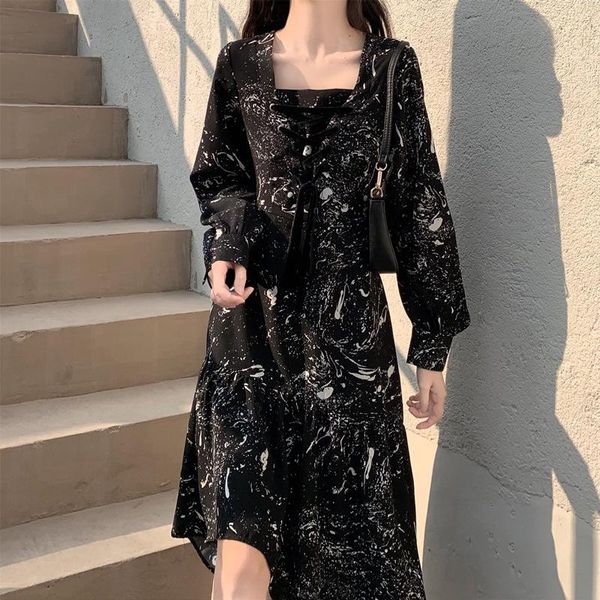 casual dresses spring autumn women's korean fashion vintage floral irregular midi dress high waist elegant long sleeved square collar, Black;gray
casual dresses spring autumn women's korean fashion vintage floral irregular midi dress high waist elegant long sleeved square collar, Black;gray