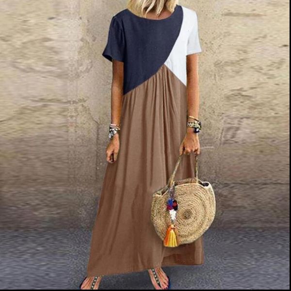 2021 women sundress long maxi dresses female summer casual dress short sleeve patchwork color loose plus size vestidos, Black;gray
2021 women sundress long maxi dresses female summer casual dress short sleeve patchwork color loose plus size vestidos, Black;gray