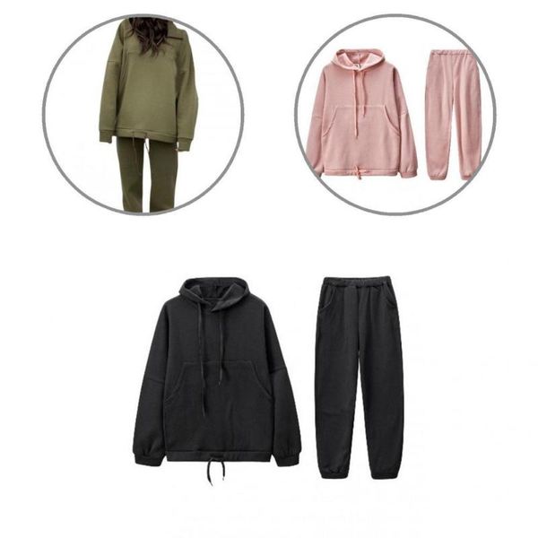 women's two piece pants women outfit fashion solid color lady hoodie set warm high waist casual tracksuit, White
women's two piece pants women outfit fashion solid color lady hoodie set warm high waist casual tracksuit, White