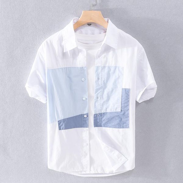 men's casual shirts 2021 style italy suehaiwe's brand short sleeve cotton men fashion patchwork shirt for camisa chemise, White;black
men's casual shirts 2021 style italy suehaiwe's brand short sleeve cotton men fashion patchwork shirt for camisa chemise, White;black