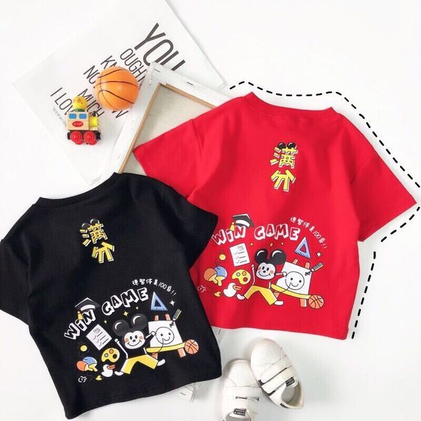 sleeve summer children's cartoon short korea south ins t-shirt boys and girls baby leisure fun full mark top, Black;white
sleeve summer children's cartoon short korea south ins t-shirt boys and girls baby leisure fun full mark top, Black;white