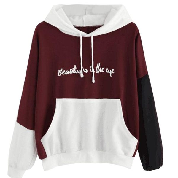 women's hoodies & sweatshirts dihope print letter women long sleeve fashion pullover ladies girl contrast color clothes, Black 
women's hoodies & sweatshirts dihope print letter women long sleeve fashion pullover ladies girl contrast color clothes, Black