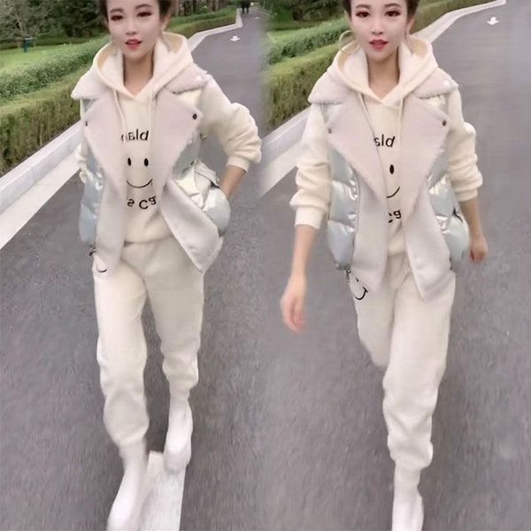 women's two piece pants autumn and winter 2021 plus velvet thick casual fashion sweater suit female large size student three-piece, White
women's two piece pants autumn and winter 2021 plus velvet thick casual fashion sweater suit female large size student three-piece, White