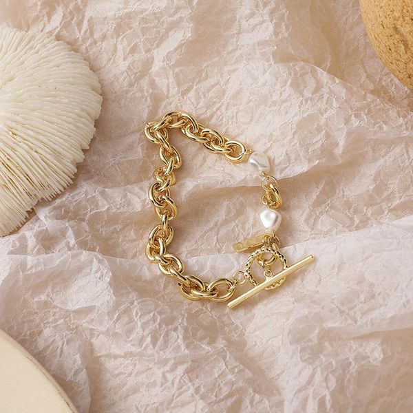 link, chain europe and america fashion girl women's jewelry personality simple metal texture imitation pearl bracelet accessories, Black
link, chain europe and america fashion girl women's jewelry personality simple metal texture imitation pearl bracelet accessories, Black