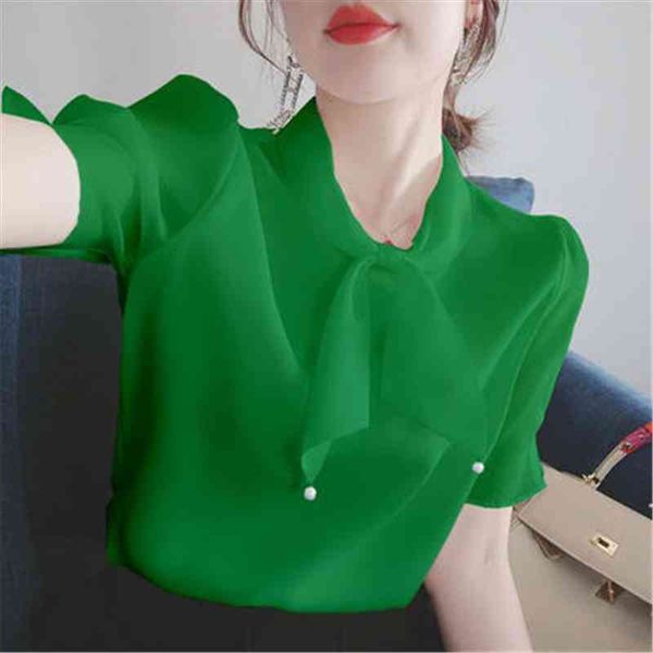 korean fashion summer chiffon casual women blouses bow tie collar short puff sleeve blusas, White
korean fashion summer chiffon casual women blouses bow tie collar short puff sleeve blusas, White