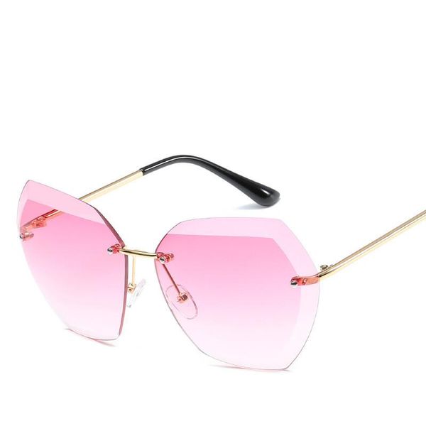 sunglasses oversized rimless women vintage pink big lens gradient transparent ladies sun glasses, White;black
sunglasses oversized rimless women vintage pink big lens gradient transparent ladies sun glasses, White;black