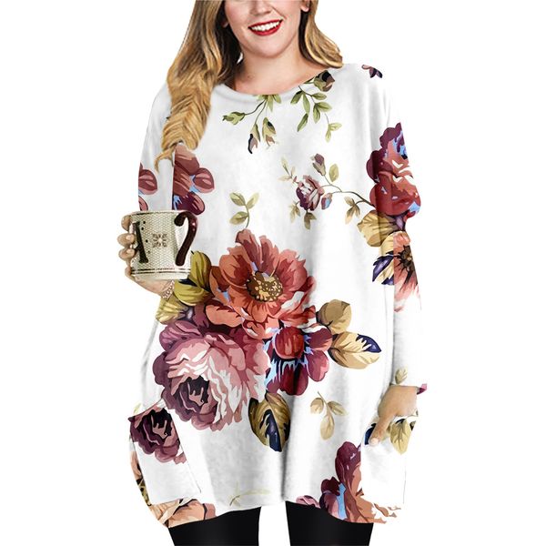 spring and autumn green plants color printing pattern long pocket t-shirt oversized female elements round neck dress, Black;gray
spring and autumn green plants color printing pattern long pocket t-shirt oversized female elements round neck dress, Black;gray