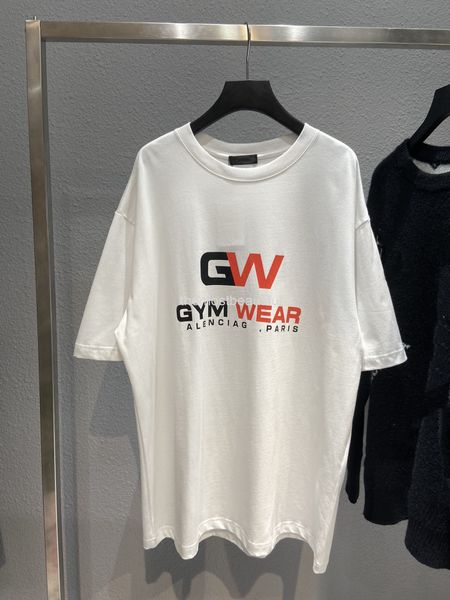 women's t-shirt spring and summer high version b gw lettered print pullover round neck loose versatile men's women's same t-s, White
women's t-shirt spring and summer high version b gw lettered print pullover round neck loose versatile men's women's same t-s, White