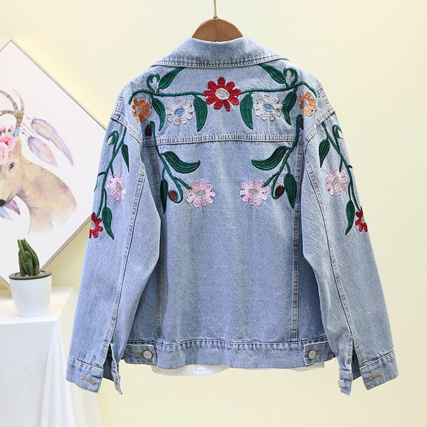 handwork embroidery flowers blue denim coat women streetwear vintage big size loose short jeans jacket female outerwear 86ll, Black;brown
handwork embroidery flowers blue denim coat women streetwear vintage big size loose short jeans jacket female outerwear 86ll, Black;brown