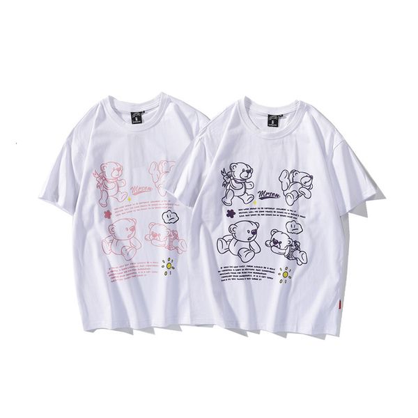 t shirt cartoon bear print cotton short sleeve body blank round neck solid color base trendy brand printing, White;black
t shirt cartoon bear print cotton short sleeve body blank round neck solid color base trendy brand printing, White;black