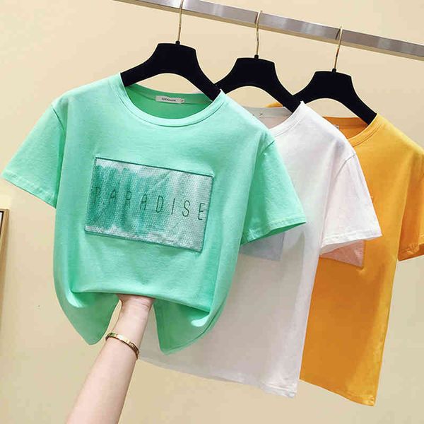 women's t-shirt cotton t-shirt, sequined shirt with letters and sequins, women's clothes, short sleeve, korean fashion, , summer k, White
women's t-shirt cotton t-shirt, sequined shirt with letters and sequins, women's clothes, short sleeve, korean fashion, , summer k, White