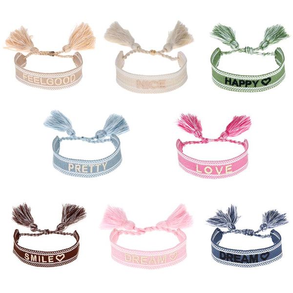 charm bracelets 8 pcs vintage handmade tassel letter embroidery set retro hand-woven wide braided bracelet gift friendship jewelry, Golden;silver
charm bracelets 8 pcs vintage handmade tassel letter embroidery set retro hand-woven wide braided bracelet gift friendship jewelry, Golden;silver
