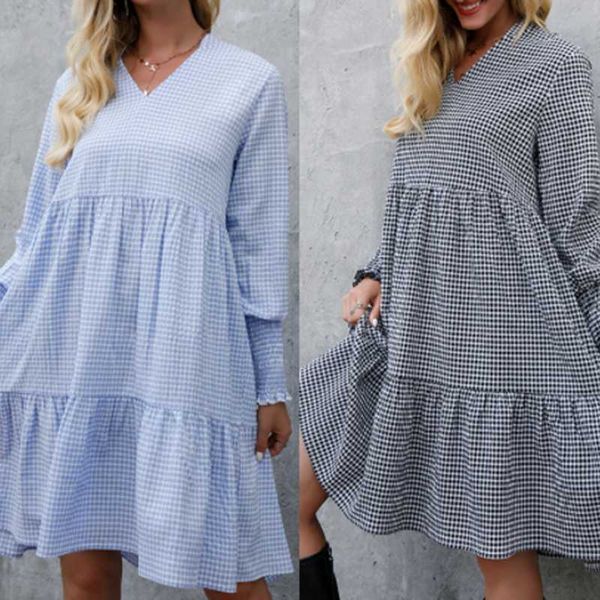 casual dresses avv 2021 vintage plaid print long sleeve women dress v neck ruffle ruched loose a-line vestidos party female, Black;gray
casual dresses avv 2021 vintage plaid print long sleeve women dress v neck ruffle ruched loose a-line vestidos party female, Black;gray