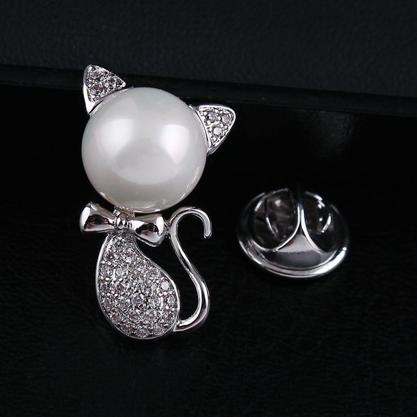 cat lady cute fashion brooch collar pin buckle micro-inlaid gem high-end pearl creative corsage with accessories, Gray
cat lady cute fashion brooch collar pin buckle micro-inlaid gem high-end pearl creative corsage with accessories, Gray