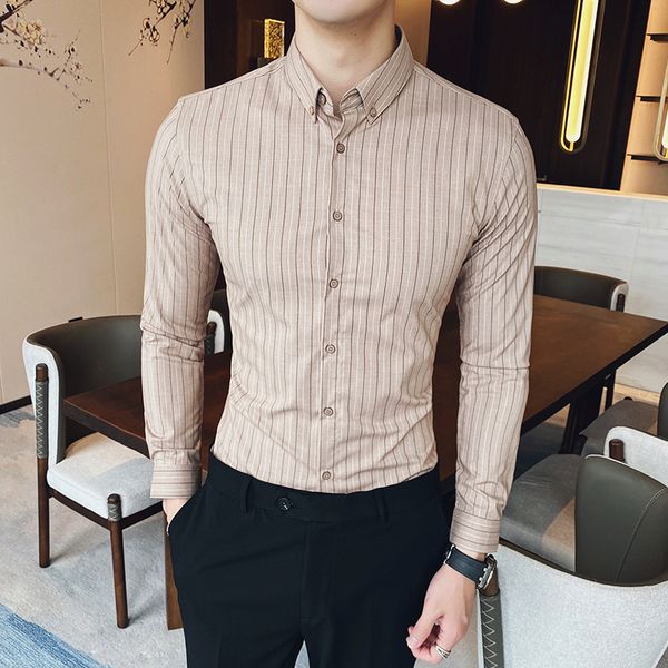 2021 spring striped shirt long casual sleeve thin dress streetwear social shirts formal business male blouse rur5, White;black
2021 spring striped shirt long casual sleeve thin dress streetwear social shirts formal business male blouse rur5, White;black