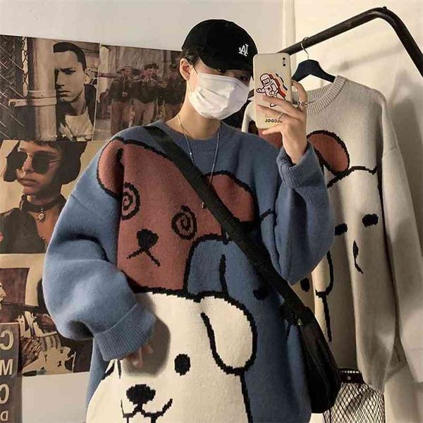 sweater men autumn and winter thickening loose streetwear korean style knit sweaters fashion trend personalized couple clothes 210818, White;black
sweater men autumn and winter thickening loose streetwear korean style knit sweaters fashion trend personalized couple clothes 210818, White;black