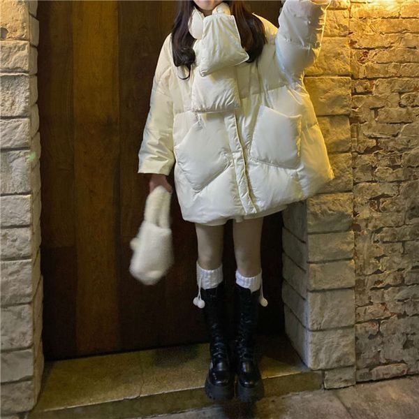 white cotton coat women's clothes autumn and winter long bread small thickened, Black
white cotton coat women's clothes autumn and winter long bread small thickened, Black