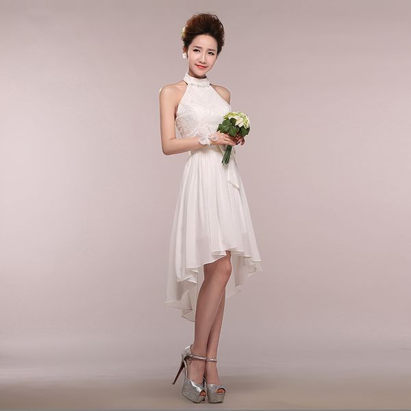 2021 new sleeveless halter white color ankle-length bride girls bridesmaid dresses prom, Black
2021 new sleeveless halter white color ankle-length bride girls bridesmaid dresses prom, Black