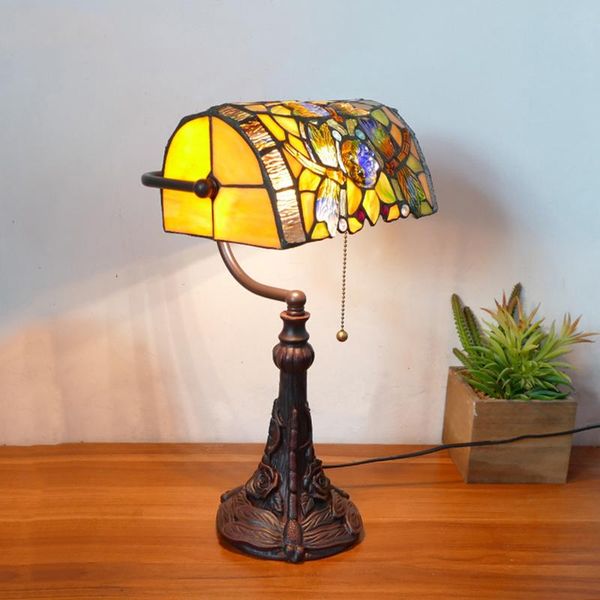 tiffany table lamp american retro bank light e27 green bedroom living room l bedside table lamp 
tiffany table lamp american retro bank light e27 green bedroom living room l bedside table lamp