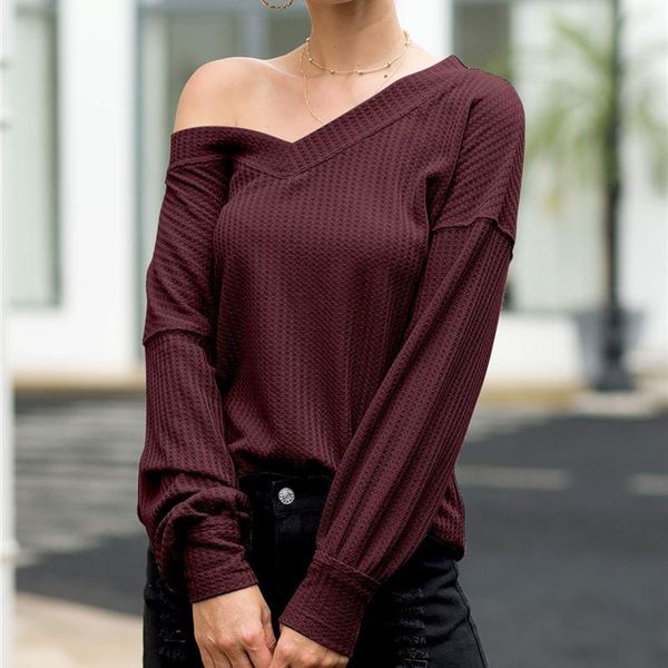 women's t-shirt 2021 autumn wine red v-neck lantern sleeve solid color women fashion plus size wild, White
women's t-shirt 2021 autumn wine red v-neck lantern sleeve solid color women fashion plus size wild, White