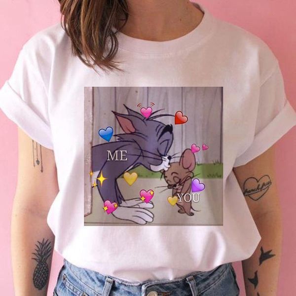 women t shirt cartoon cat and mouse print femme 2021 summer tees harajuku t-shirt korean streetwear camiseta mujer s-xxl, White
women t shirt cartoon cat and mouse print femme 2021 summer tees harajuku t-shirt korean streetwear camiseta mujer s-xxl, White